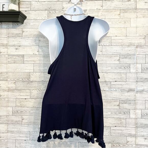 Trina Turk Tajo Tassel Hem Jersey Navy Blue Tank, XL - Picture 7 of 9